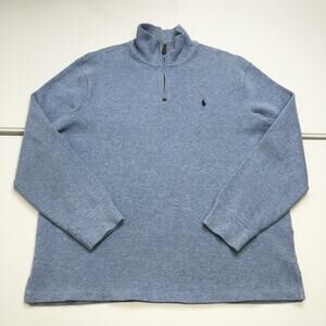 Polo Ralph Lauren Sweater Men's XL Baby Blue Knit Cotton 1/4 Zip Classic Pony